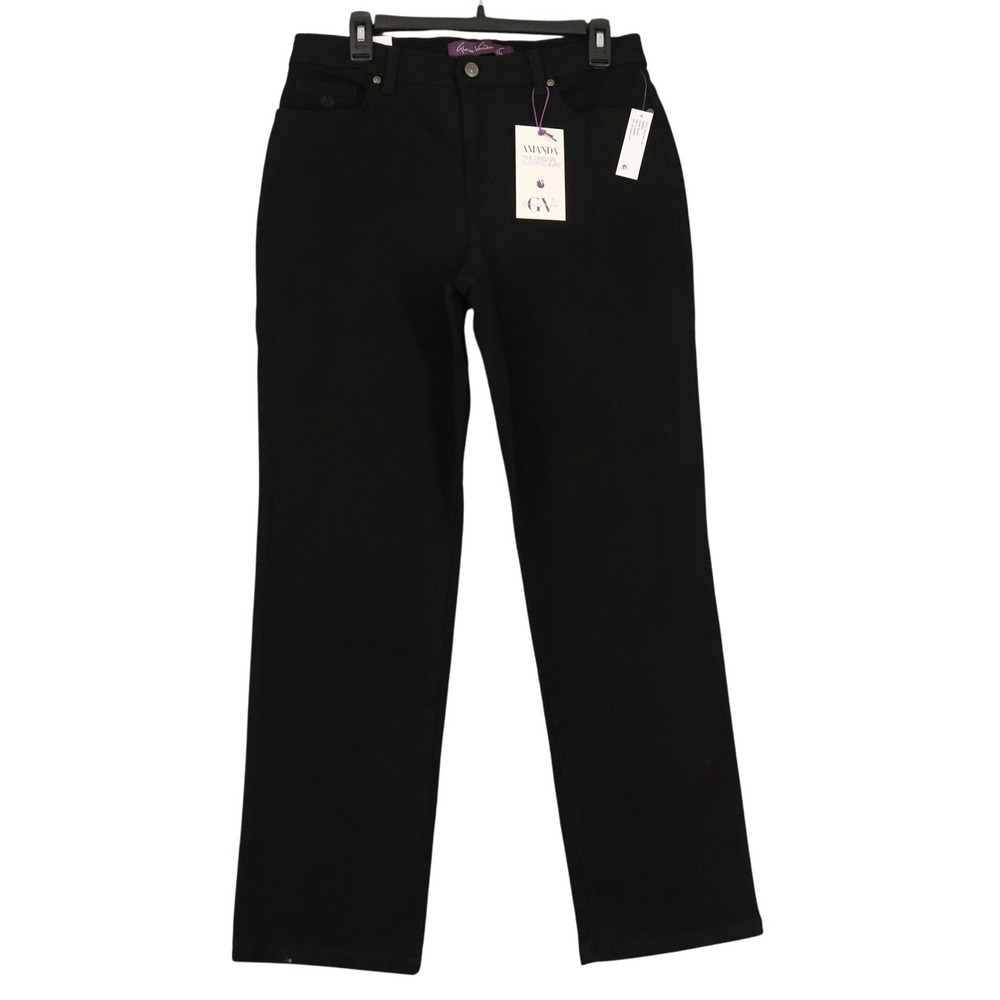Gloria Vanderbilt Amanda Slimming Jeans Women 10S Black Tapered Leg Classic Rise